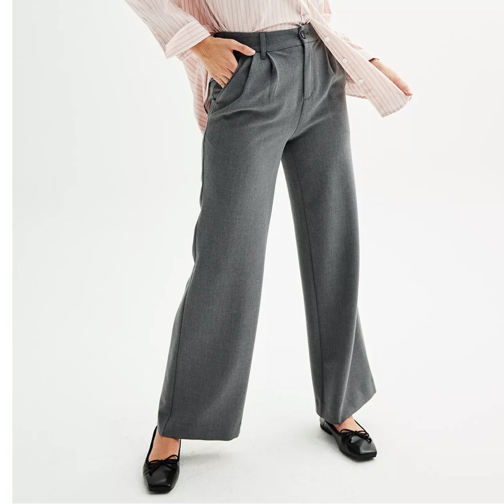 Wide leg trouser pants